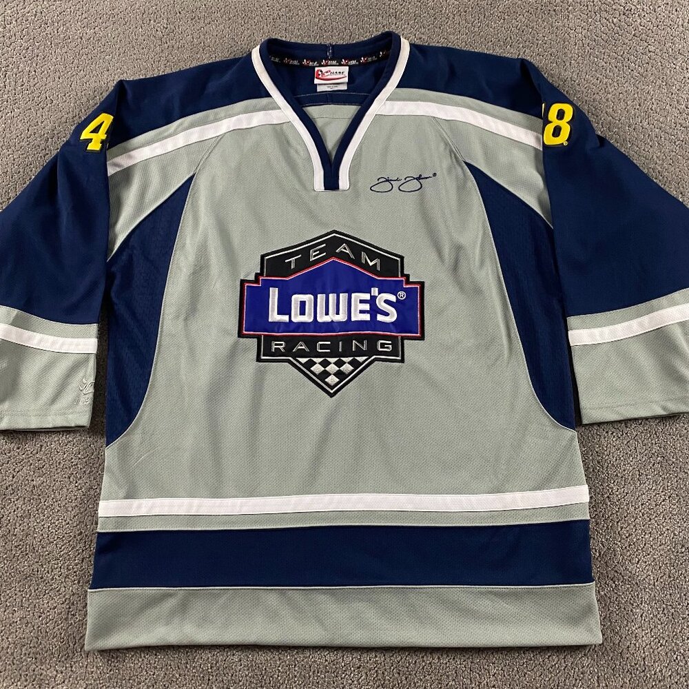 Vintage Jimmie Johnson Hockey Jersey Men's Large NASCAR Chase Authentics Lowes